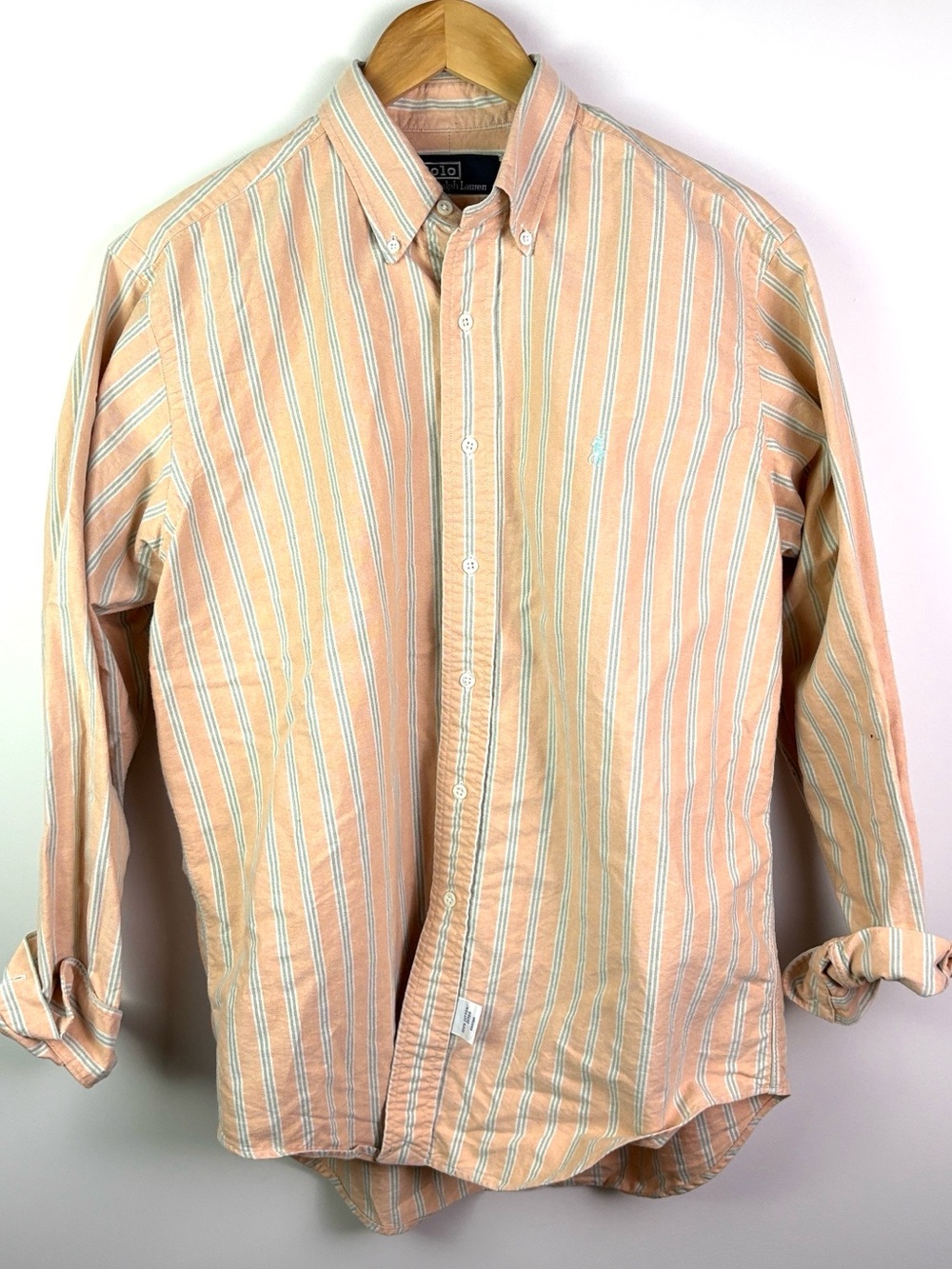 Polo Ralph Lauren Long-Sleeve ButtonDown Stripe Shirt - Peach/green  size  16 35